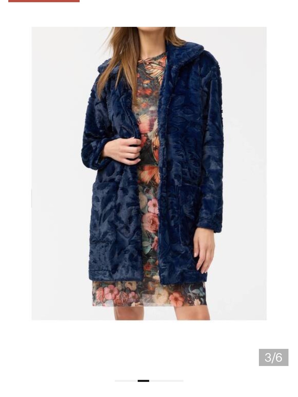 New w tag sz L Johnny Was Navy Rose Faux Fur coat jacket silk lining